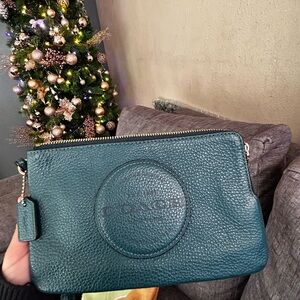 Coach Deep Teal Leather Wristlet